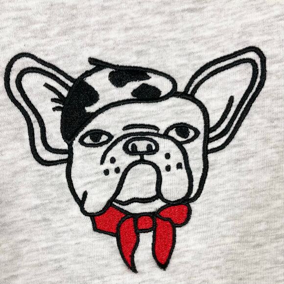 Nwot French Connection Sweatshirt XS Frenchie- Dog Crewneck Long-Sleeve Cotton - Picture 5 of 9